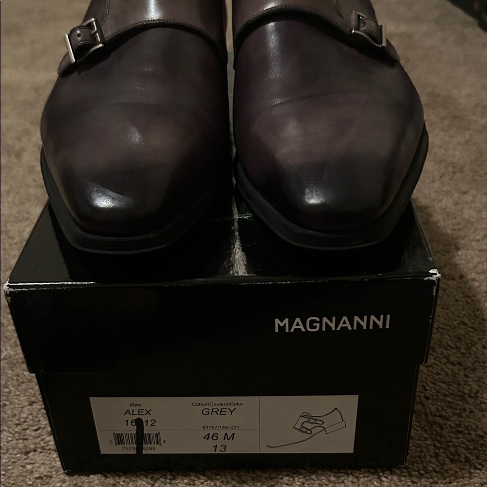 Magnanni Men's Double Monk Strap Oxfords - Dark Brown - Picture 3 of 7